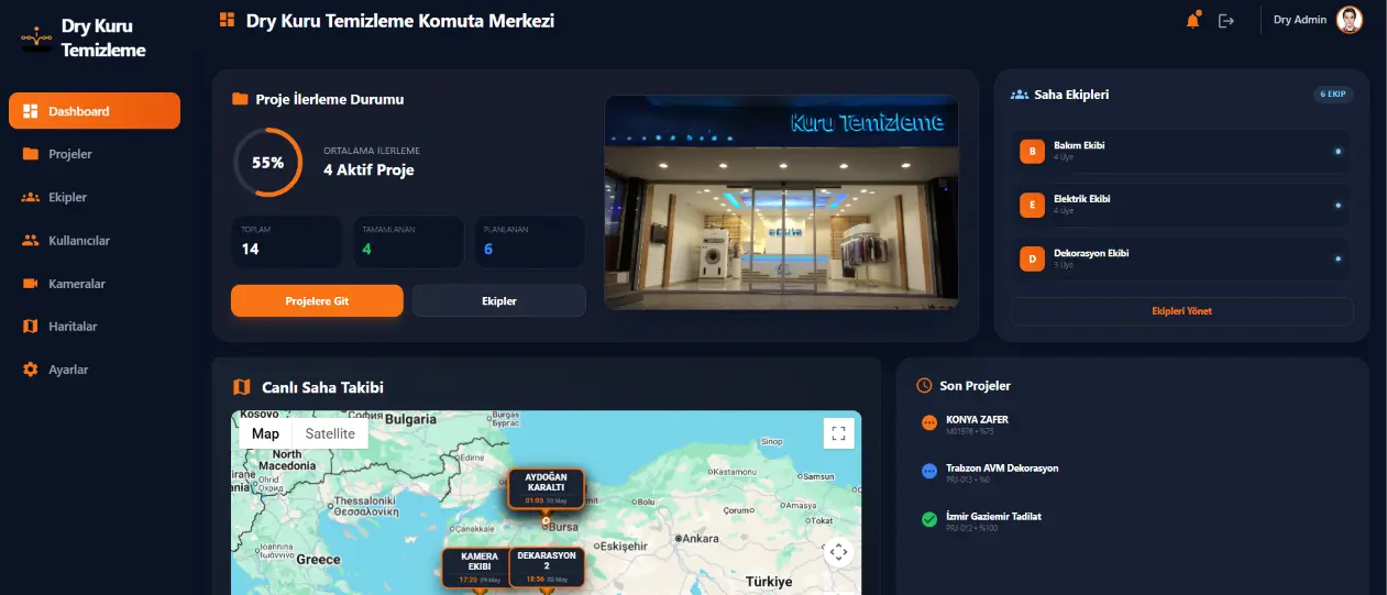Ekip Yönetimi — Saha ve Proje Takip Sistemi Web Dashboard